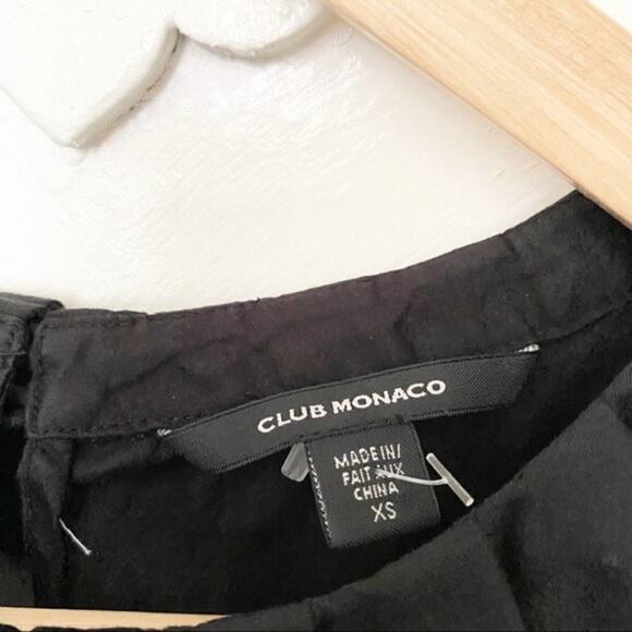 Club Monaco black ruffle neck blouse sz XS - Picture 4 of 6